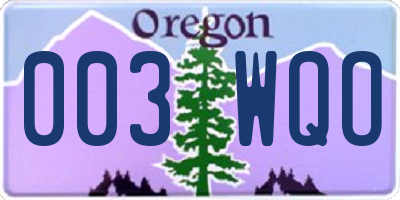 OR license plate 003WQO