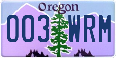 OR license plate 003WRM