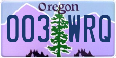 OR license plate 003WRQ