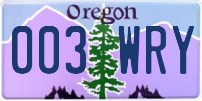 OR license plate 003WRY