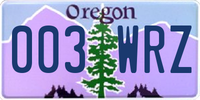OR license plate 003WRZ