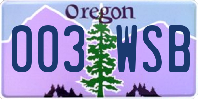 OR license plate 003WSB