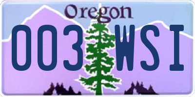OR license plate 003WSI