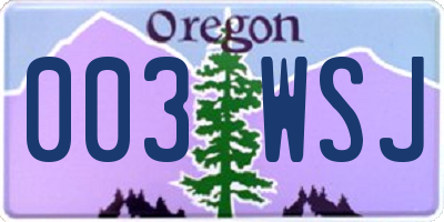 OR license plate 003WSJ