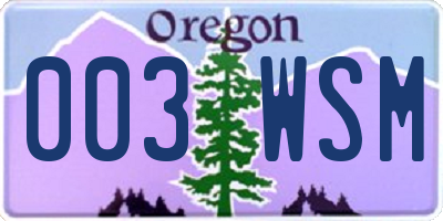 OR license plate 003WSM