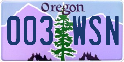 OR license plate 003WSN