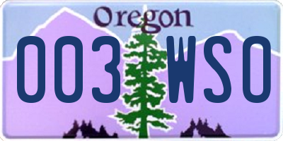 OR license plate 003WSO