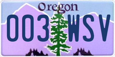OR license plate 003WSV