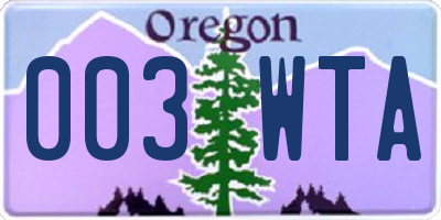 OR license plate 003WTA