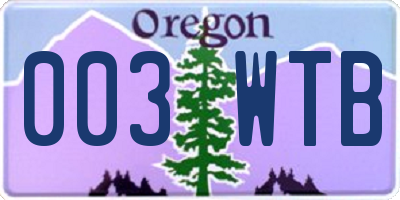 OR license plate 003WTB