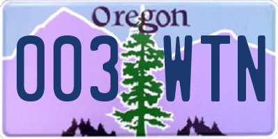 OR license plate 003WTN