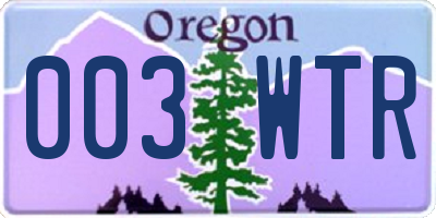 OR license plate 003WTR