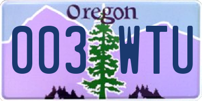 OR license plate 003WTU