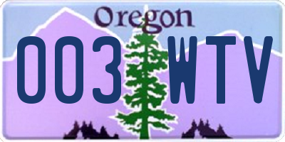 OR license plate 003WTV