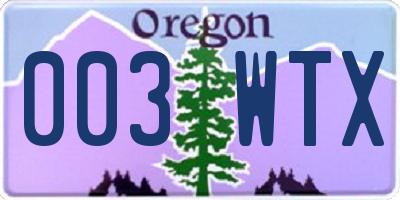 OR license plate 003WTX