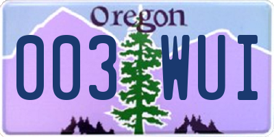 OR license plate 003WUI