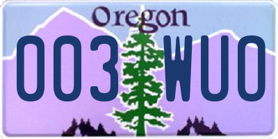 OR license plate 003WUO