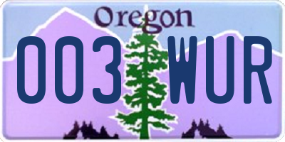 OR license plate 003WUR