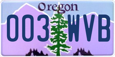 OR license plate 003WVB