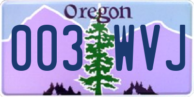 OR license plate 003WVJ