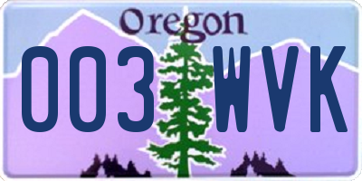 OR license plate 003WVK