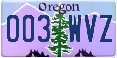 OR license plate 003WVZ