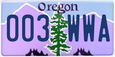 OR license plate 003WWA