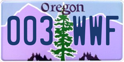 OR license plate 003WWF