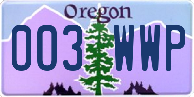 OR license plate 003WWP