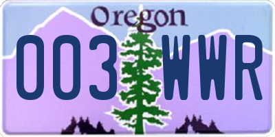 OR license plate 003WWR