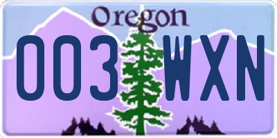 OR license plate 003WXN