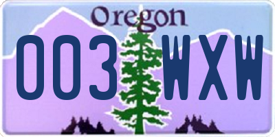 OR license plate 003WXW