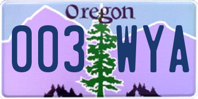 OR license plate 003WYA