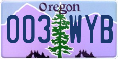 OR license plate 003WYB