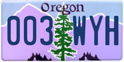 OR license plate 003WYH