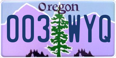 OR license plate 003WYQ