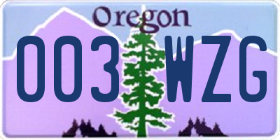 OR license plate 003WZG