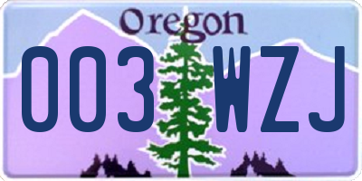 OR license plate 003WZJ