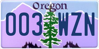 OR license plate 003WZN
