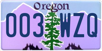 OR license plate 003WZQ