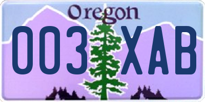 OR license plate 003XAB
