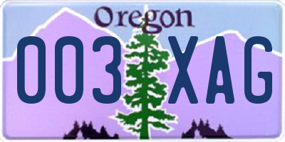 OR license plate 003XAG