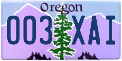 OR license plate 003XAI
