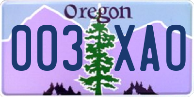 OR license plate 003XAO