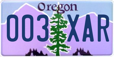 OR license plate 003XAR