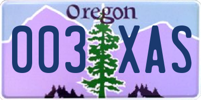 OR license plate 003XAS