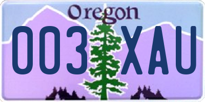 OR license plate 003XAU