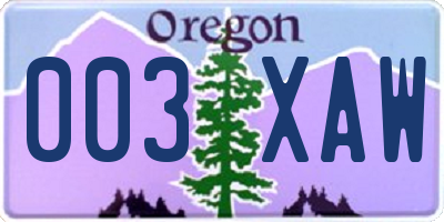 OR license plate 003XAW