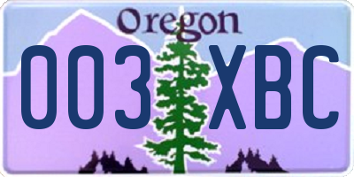 OR license plate 003XBC