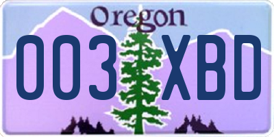 OR license plate 003XBD